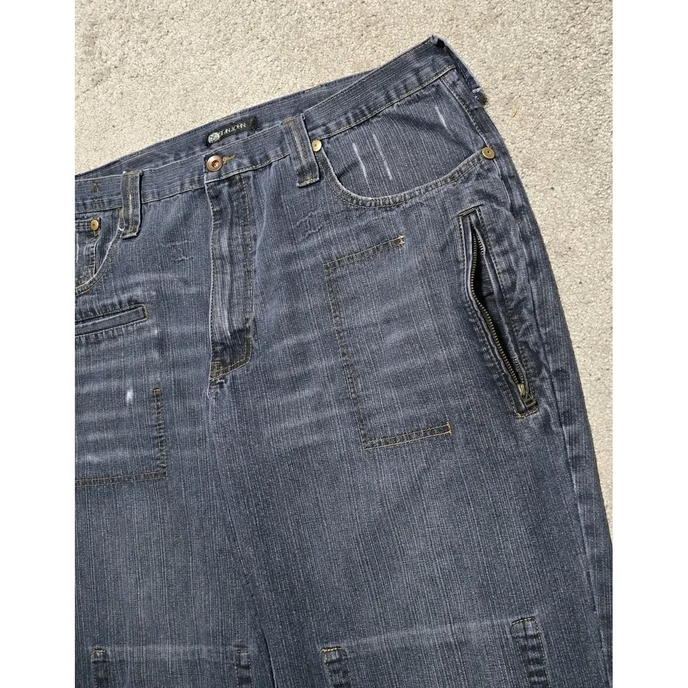 VTG‎ Sean John Baggy Jeans Mens 42x34 8 Pocket Blue Skater Grunge Wide Leg Y2K